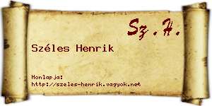 Széles Henrik névjegykártya